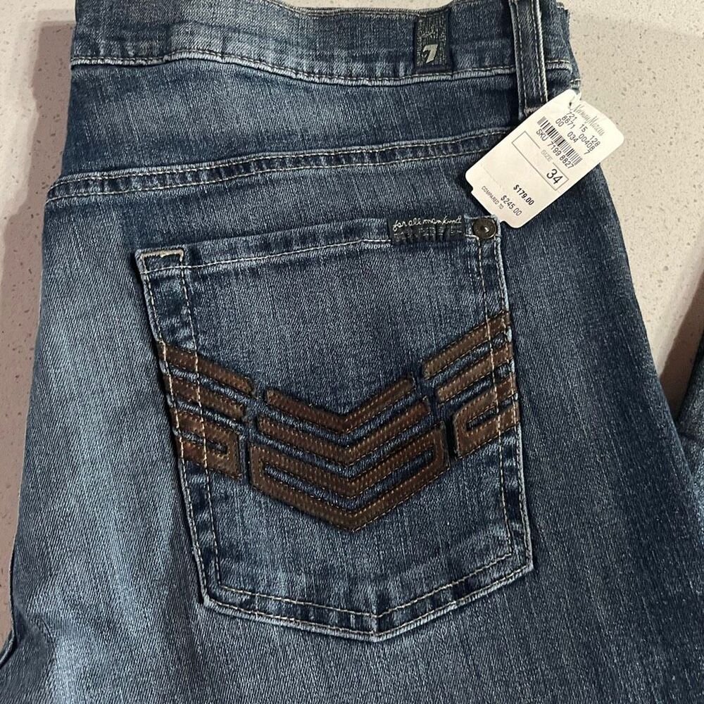 NWT 7 for All Mankind Standard Straight Button Fly Jeans 34x35